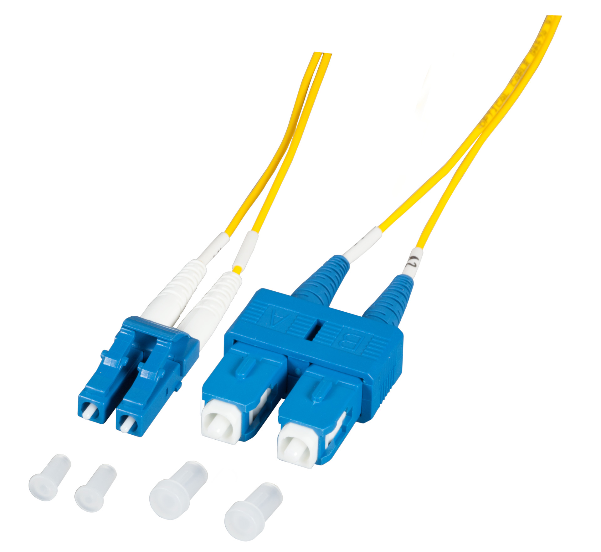 Duplex Jumper LC-SC 9/125µ, OS2, LSZH, gelb, 1.2mm, 10m