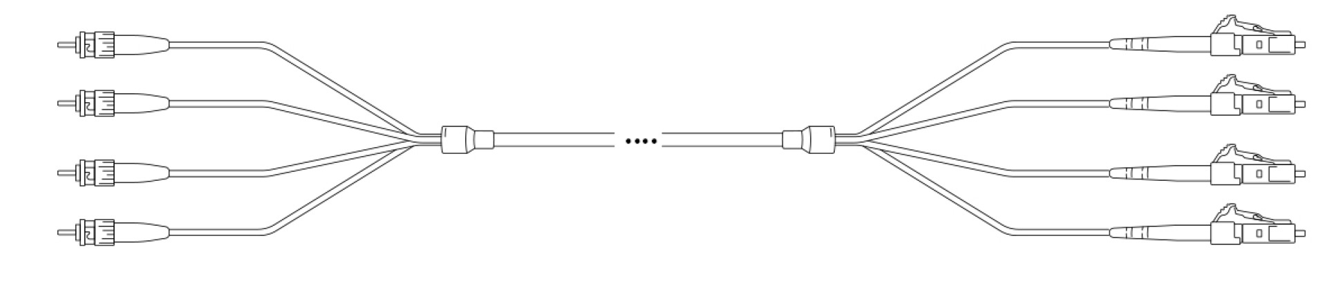 Breakout I-V(ZN) HH OS2 9/125µm ST/LC 12E 1,0m