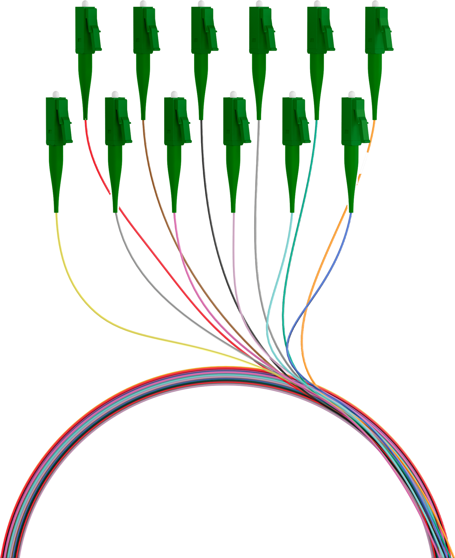 Fiber Pigtail LC/APC OS2 G657A2-colored set 2m - 12 pieces