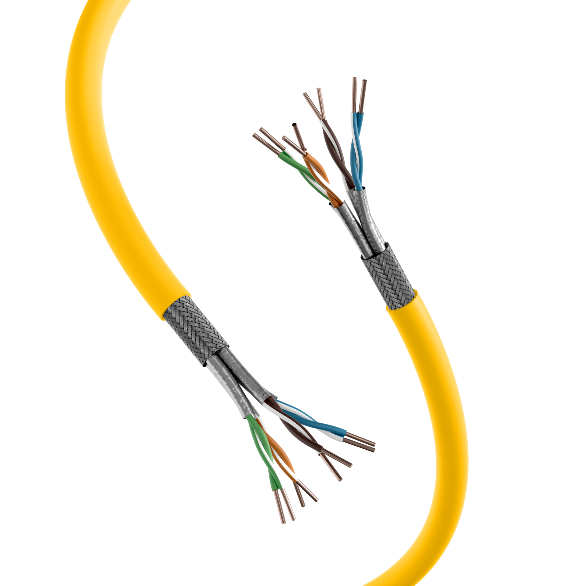 INFRALAN® Cat.7A 1250 AWG23 S/FTP 4P CPR Cca rape yellow RAL1021, 100m