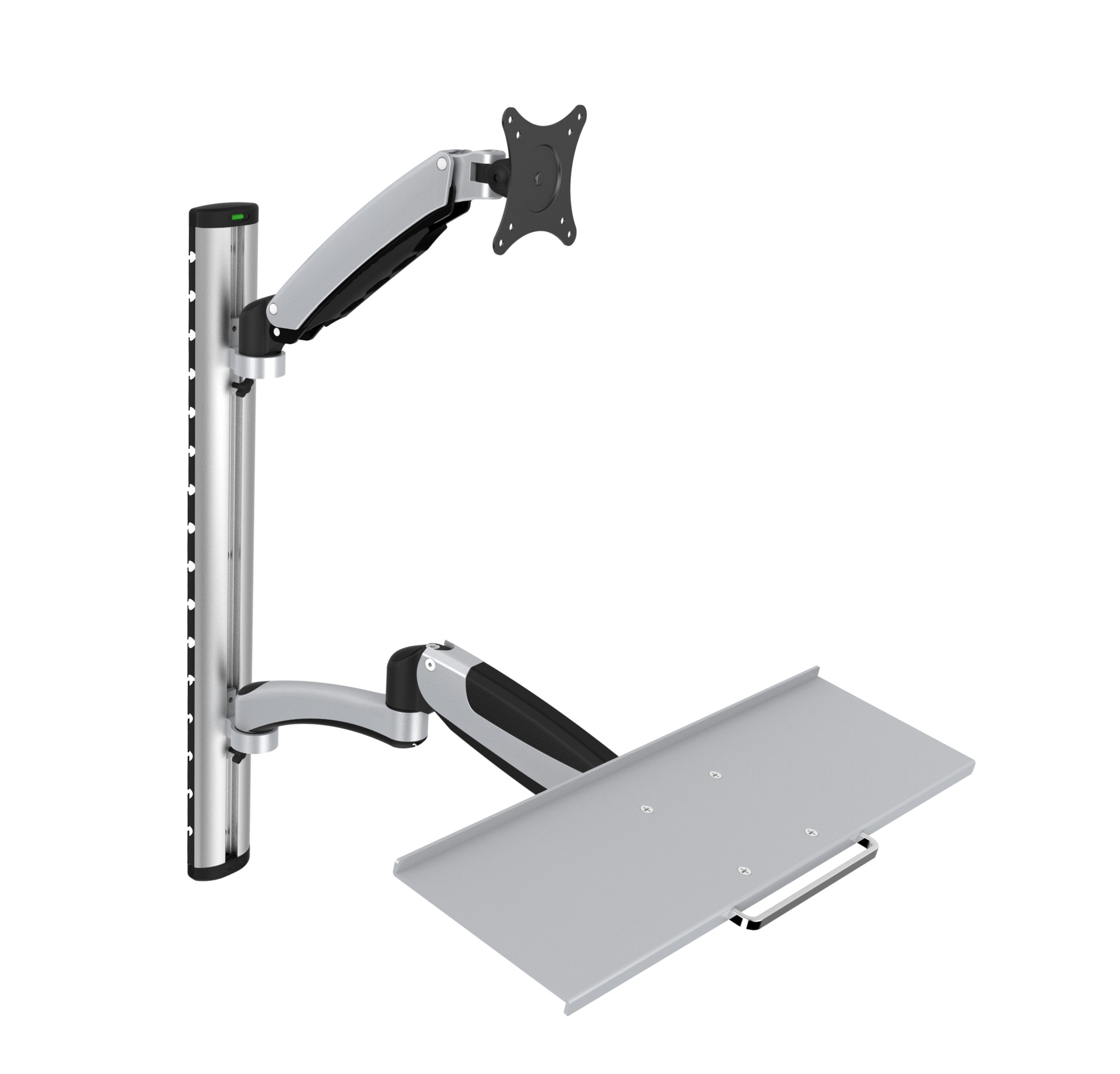 Wall bracket for 1 LCD 15"-27" adjustable shelf and LCD support