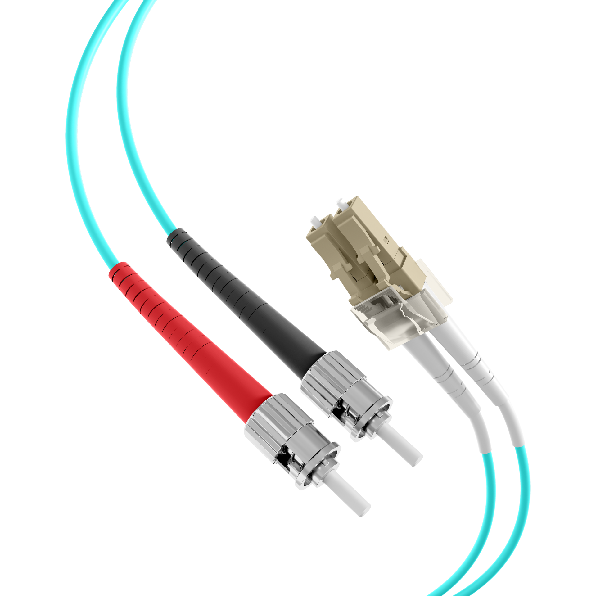 Duplex Patchcable LC-ST OM3 0,5m LSZH 2mm aqua