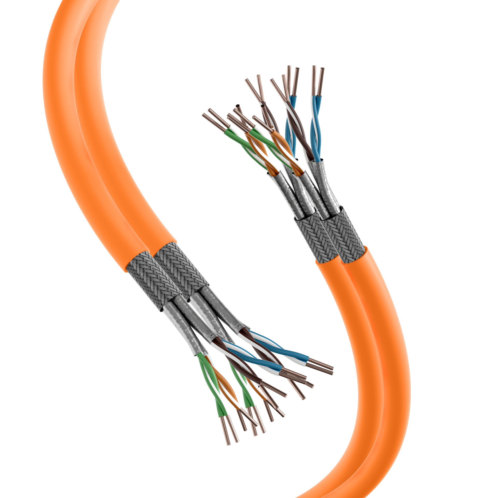 INFRALAN® Cat.7A 1200 AWG22, S/FTP 2x4P CPR B2ca orange RAL 2003