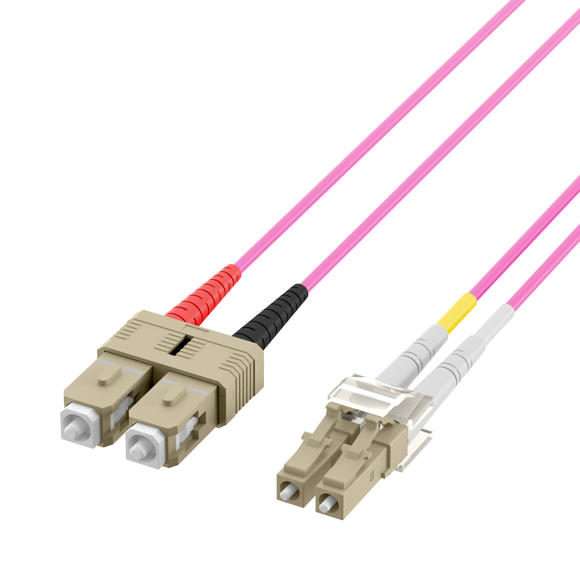 INFRALAN® Duplex Patchkabel Flat-Twin LC-SC OM4 1m LSZH 3x5mm erikaviolett