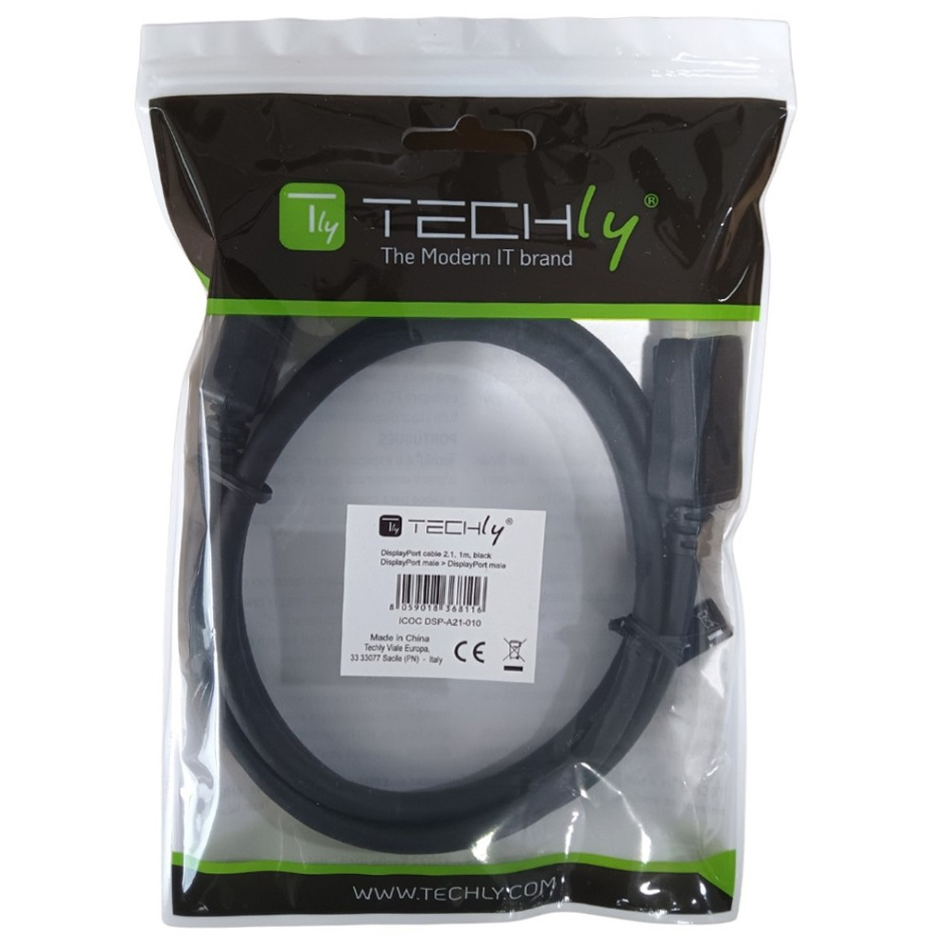 Techly Displayport 2.1 audio/video cable 4k, 5m black