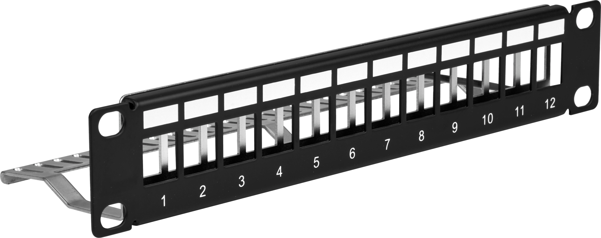 Distribution panel 10" 1U 12-port, metal, black RAL9005