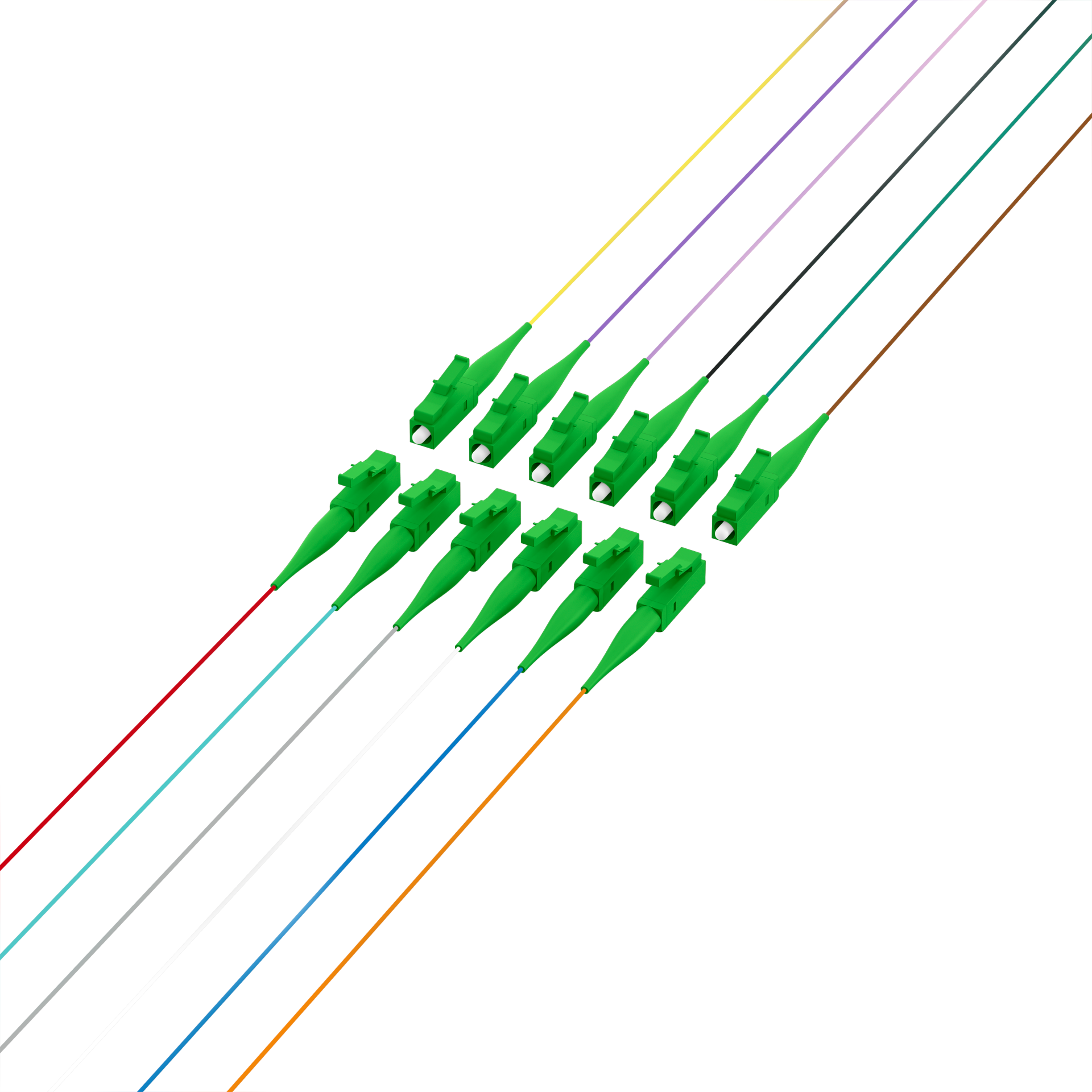 INFRALAN® Fiber Pigtail LC/APC OS2 G652D-colored set 2m - 12 pieces