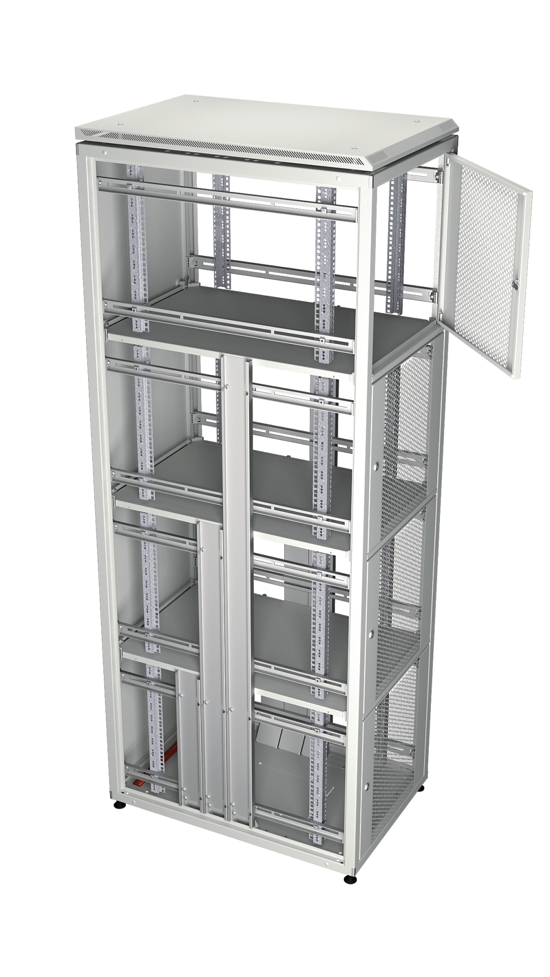 Co-Location Rack PRO, 4 x 10U, 800x1000 mm, F+R 1-Part Perforated, RAL9005