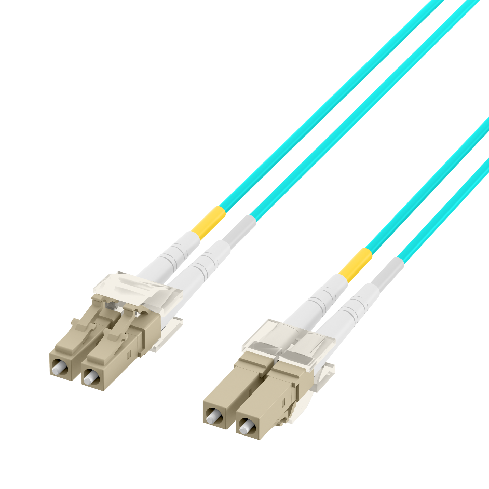 INFRALAN® Duplex Patchkabel Flat-Twin LC-LC OM3 0,5m LSZH 3x5mm aqua