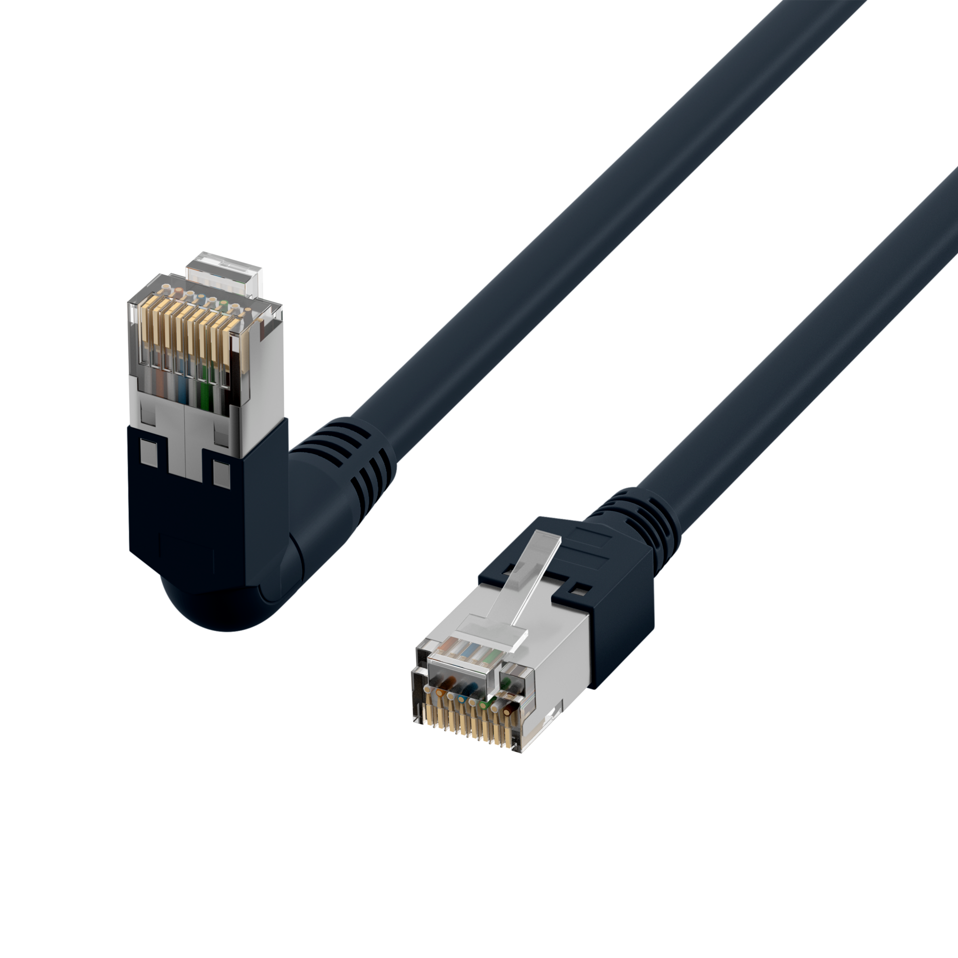 RJ45 Patchkabel Cat.5e S/UTP PVC  TM11 1x90° schwarz 1,5m