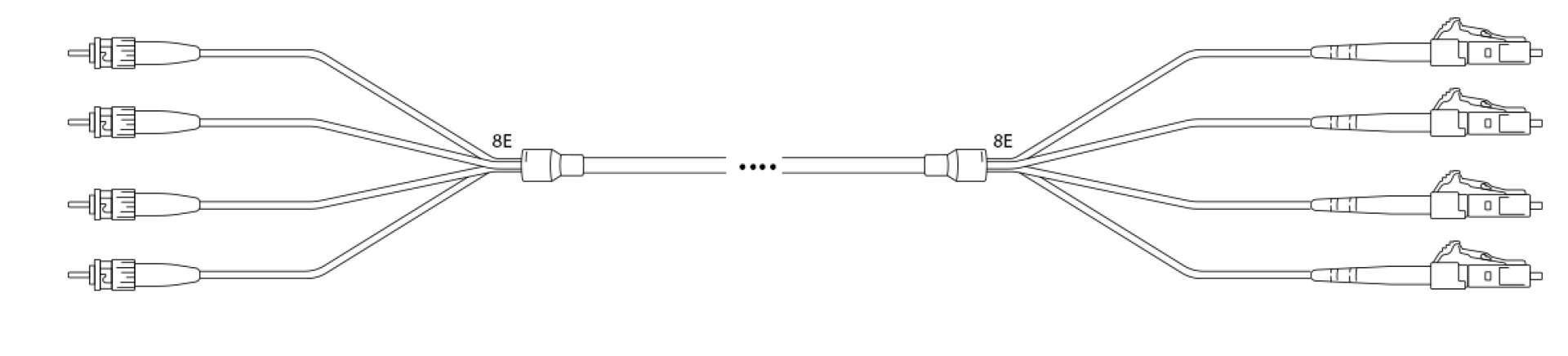 Breakout I-V(ZN) HH OS2 9/125µm ST/LC 8E 1,0m