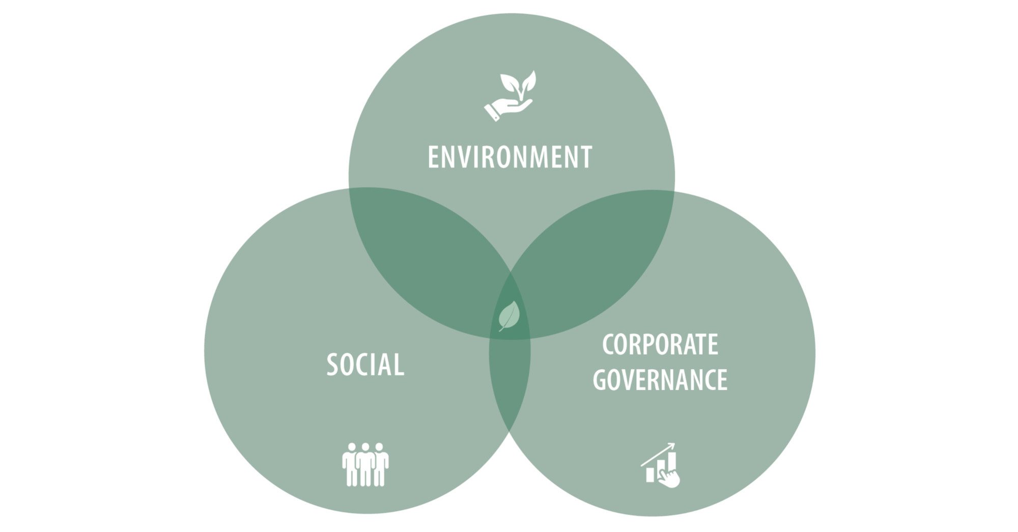 Venn diagram for the areas of environment, social affairs and corporate governance