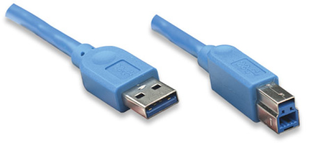 USB3.0 connection cable plug type A - plug type B, blue 1 m