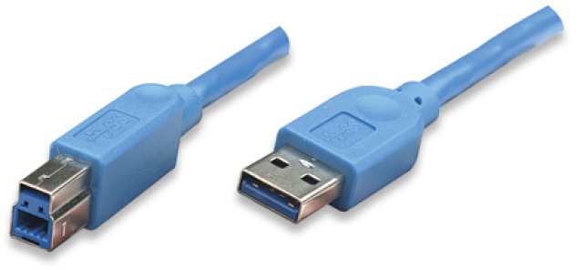 USB3.0 connection cable plug type A - plug type B, blue 1 m