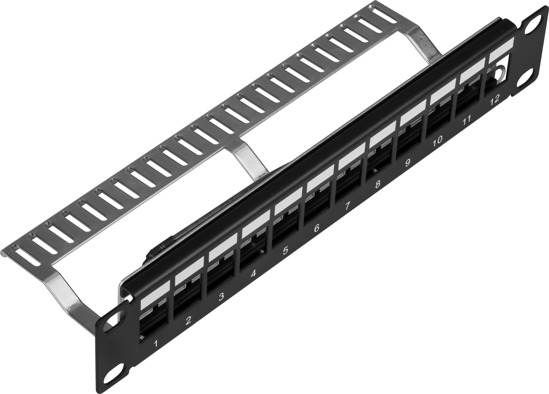 Verteilerfeld 10“ 1HE 12-Port, Metall, schwarz RAL9005