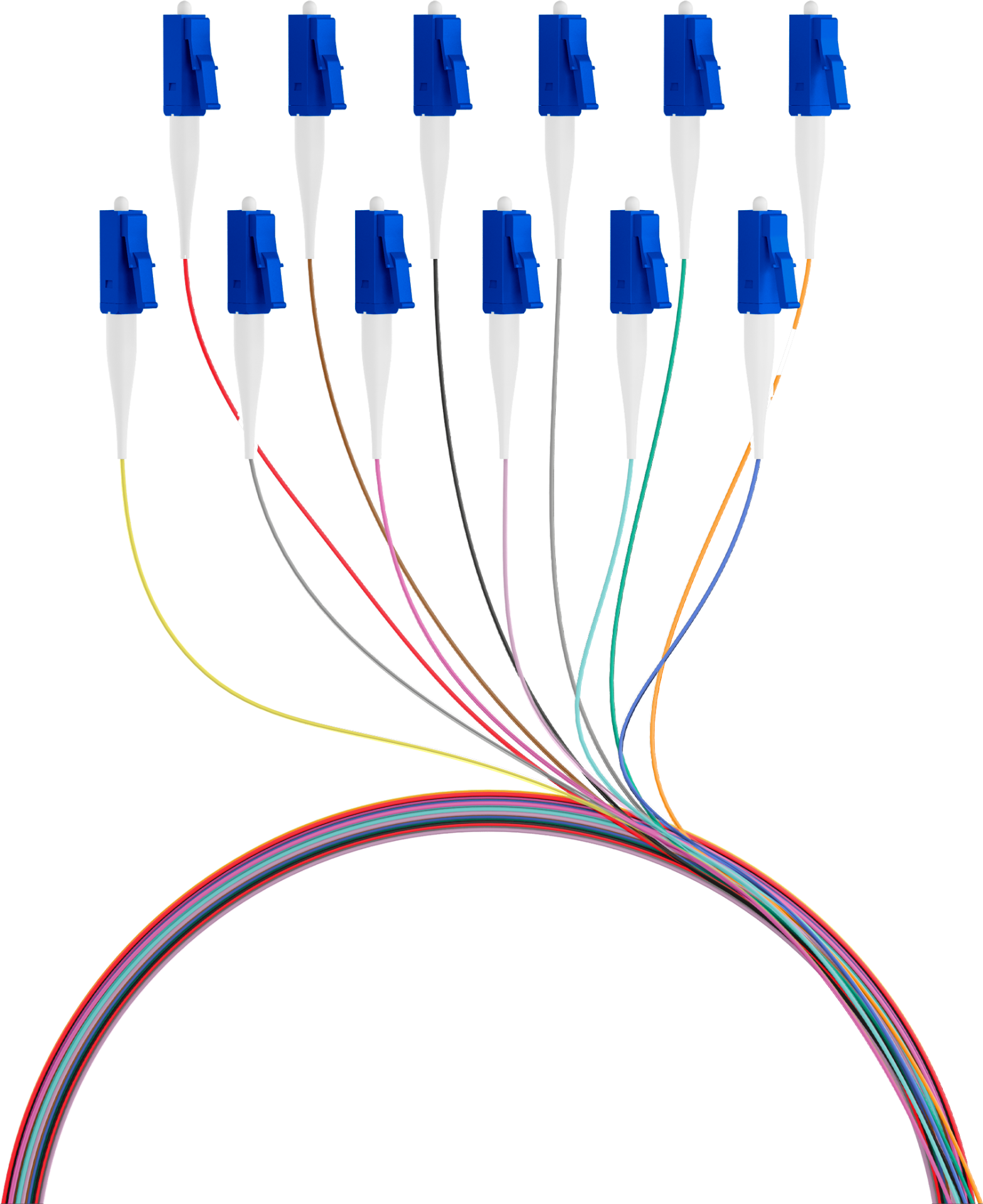 Fiber Pigtail LC OS2 G657A2-colored set 2m - 12 pieces