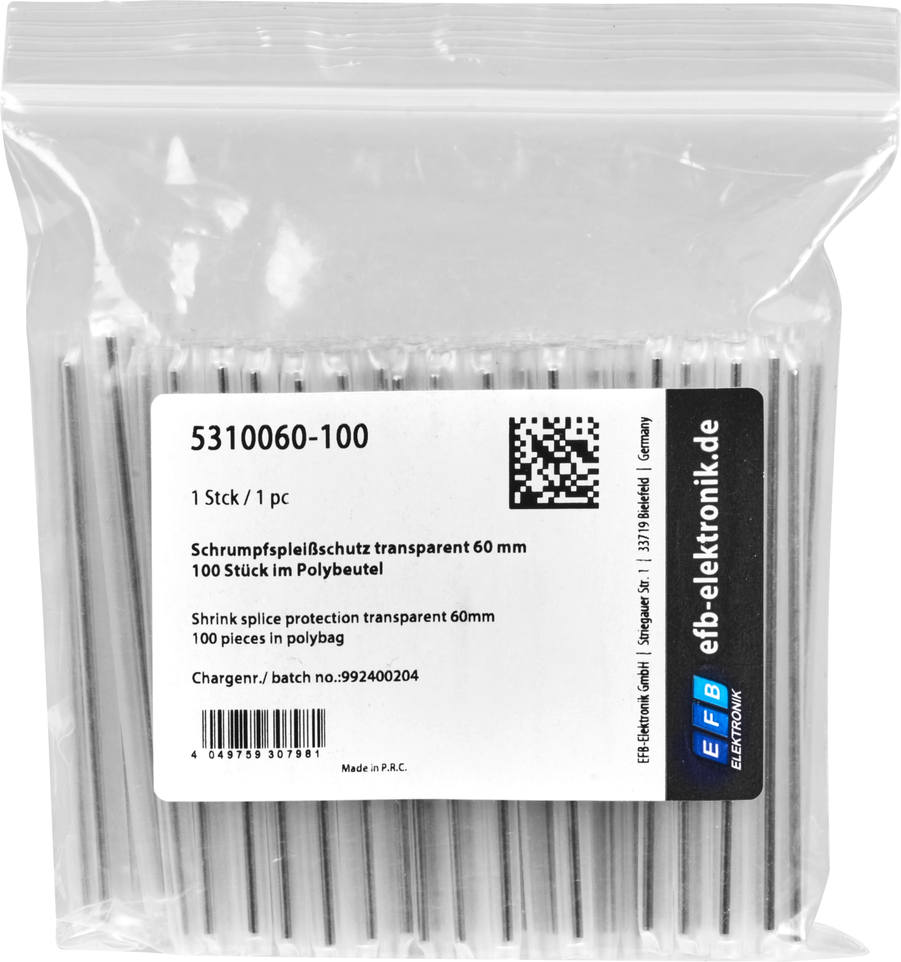 Shrink splice protection transparent 60mm, 100 pieces in polybag