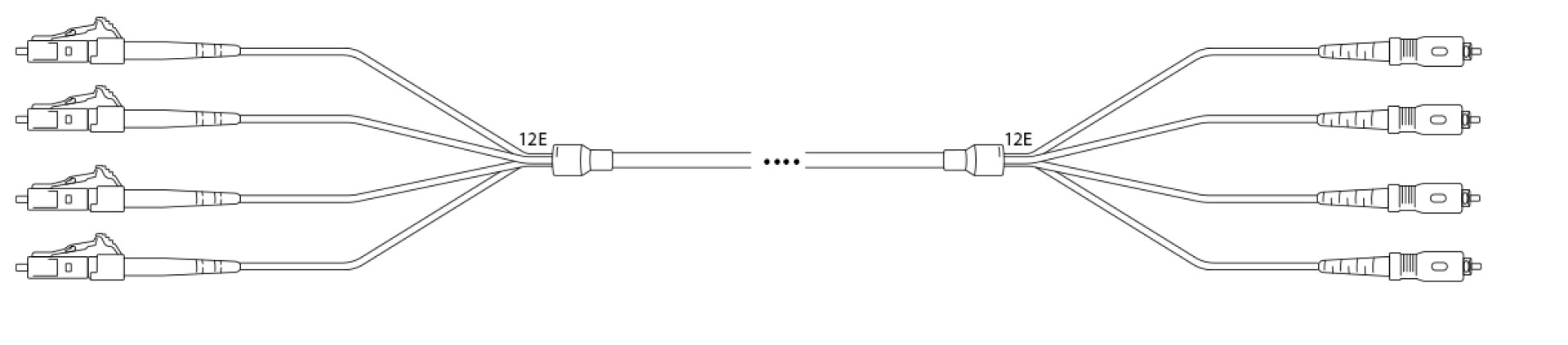 Breakout I-V(ZN) HH OS2 9/125µm LC/SC-APC 4E 1,0m