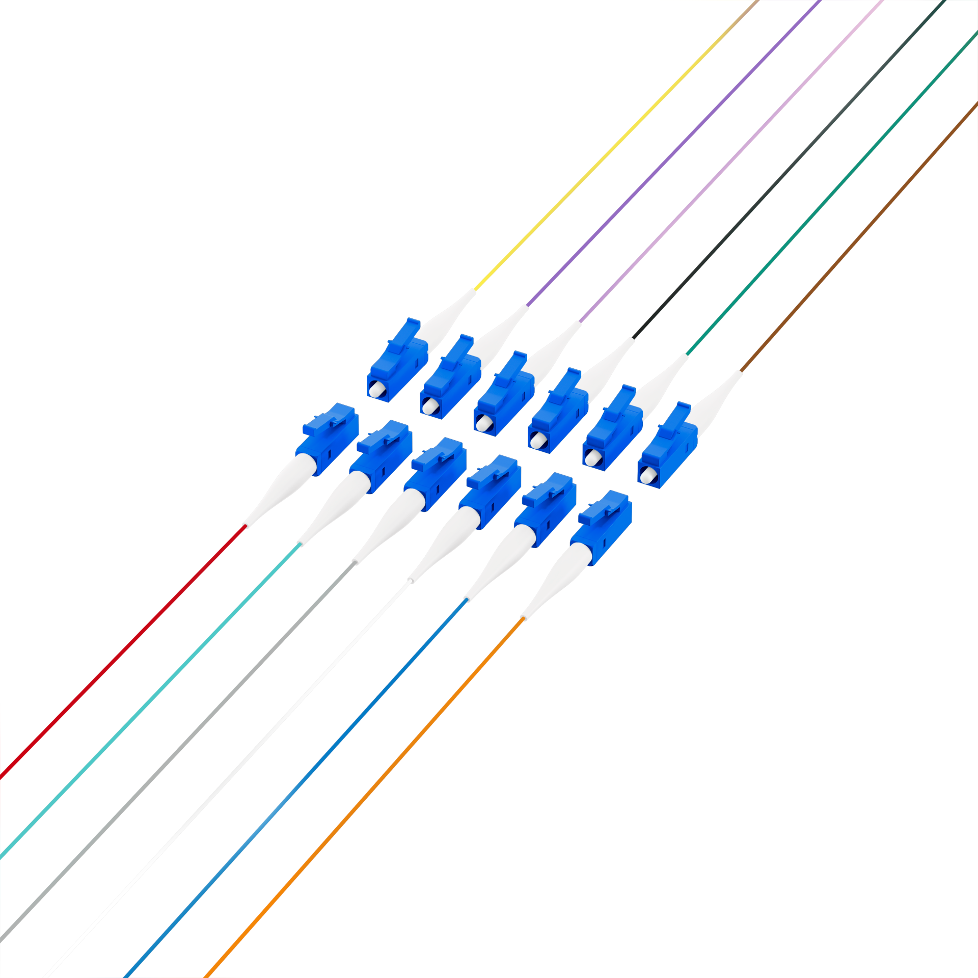 Faserpigtail LC OS2 G657A2-farbiges Set 2m - 12 Stück