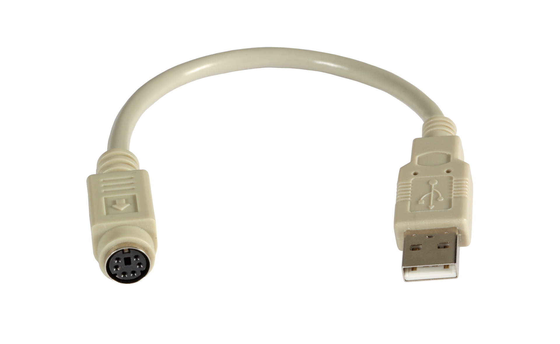 USB Adapter USB A - Mini DIN (6pole), M-F, beige, 0,2 m