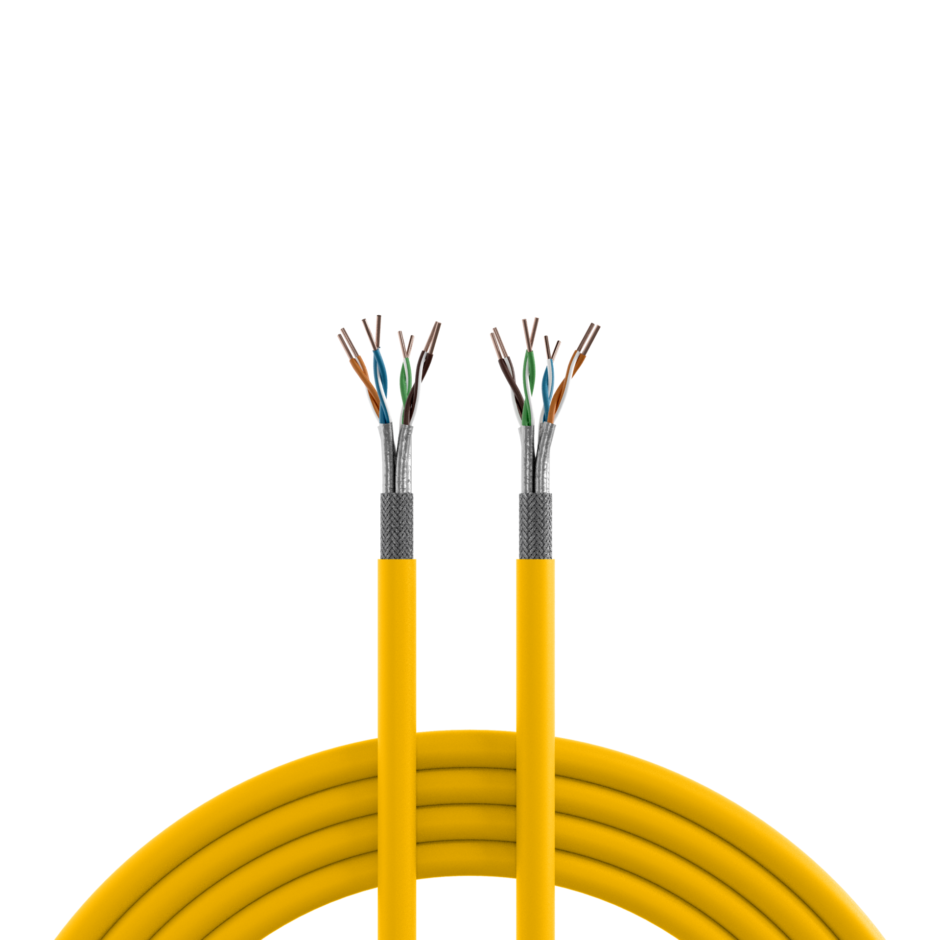 INFRALAN® Cat.7A 1250 AWG23 S/FTP 4P CPR Cca rape yellow RAL1021, 100m