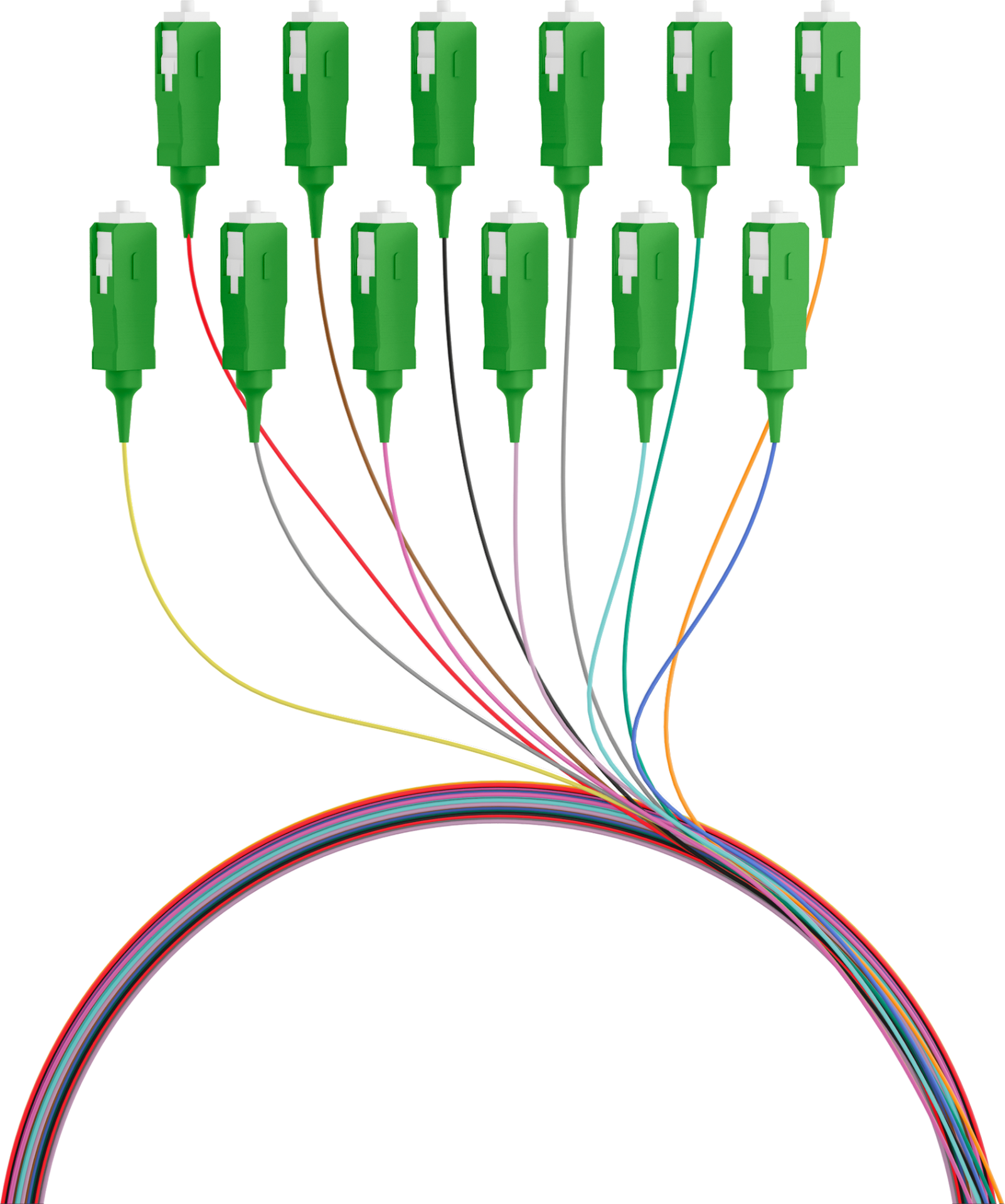 Fiber Pigtail SC/APC OS2 G652D-colored set 2m - 12 pieces