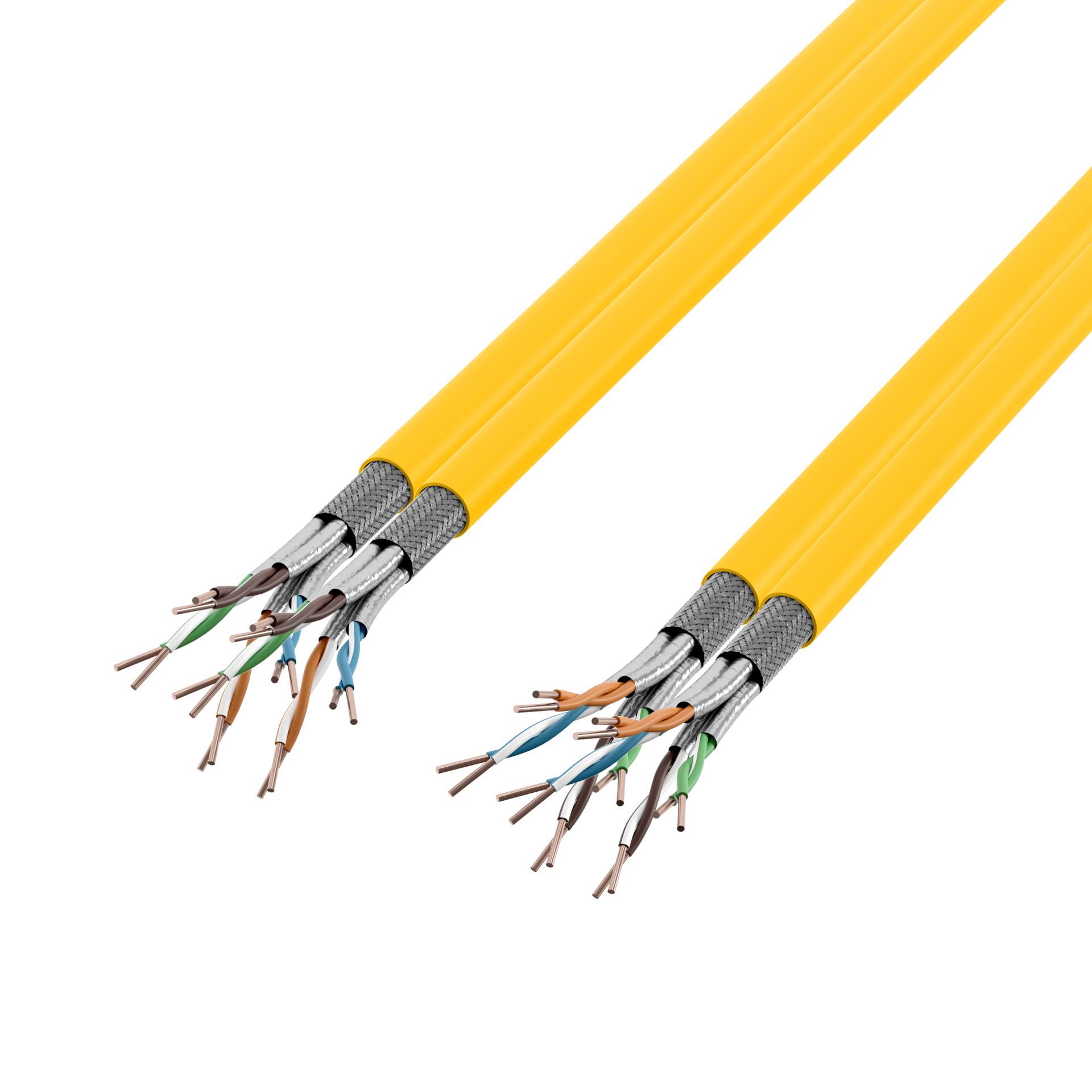 INFRALAN® Cat.7A 1250 AWG23 S/FTP 2x4P CPR Cca rape yellow RAL1021, 500m