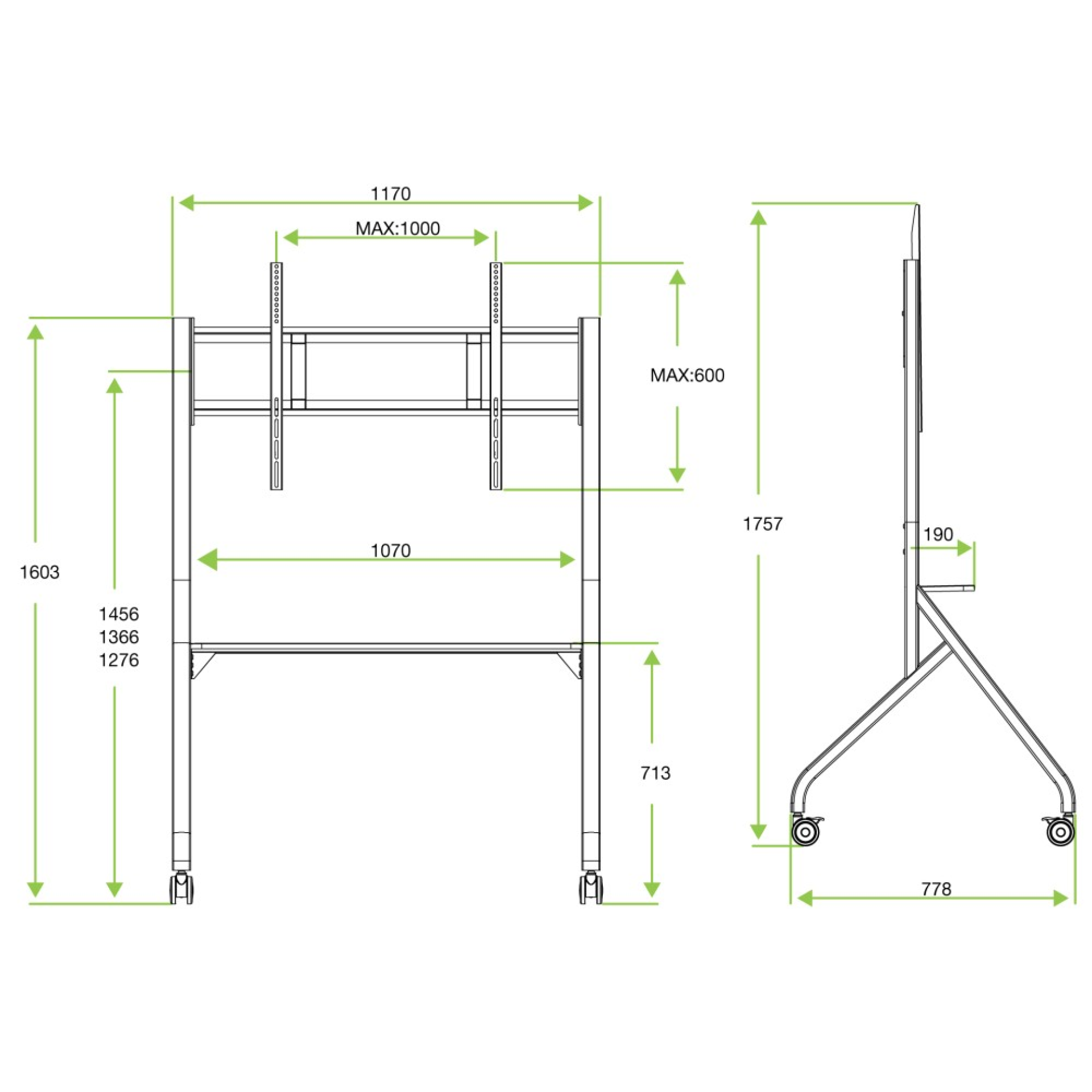 TV Trolley for 65-100" LCD/LED/Plasma TV white