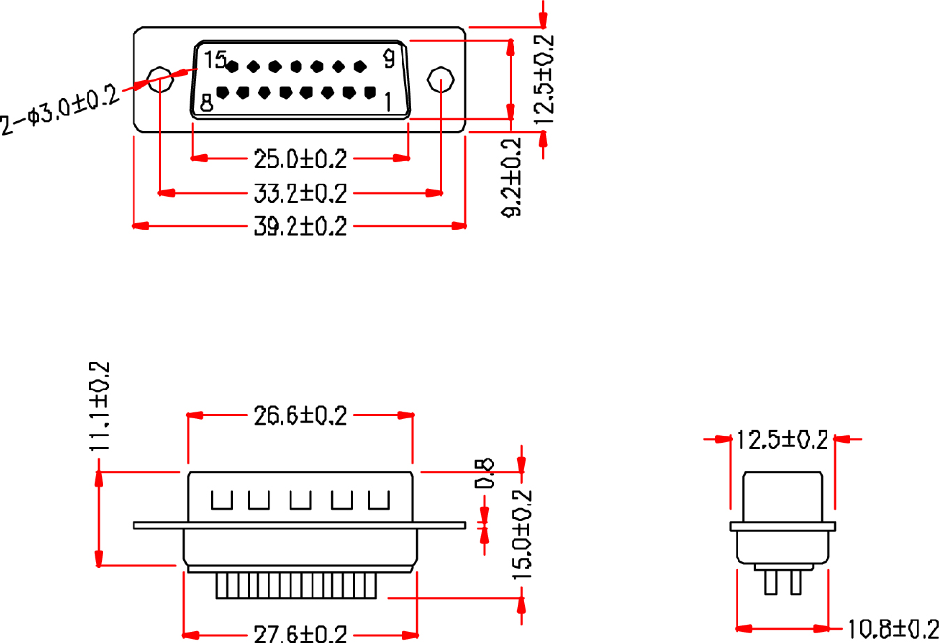 D-Sub Lötstecker 15pol. EDS 15 LL /Z