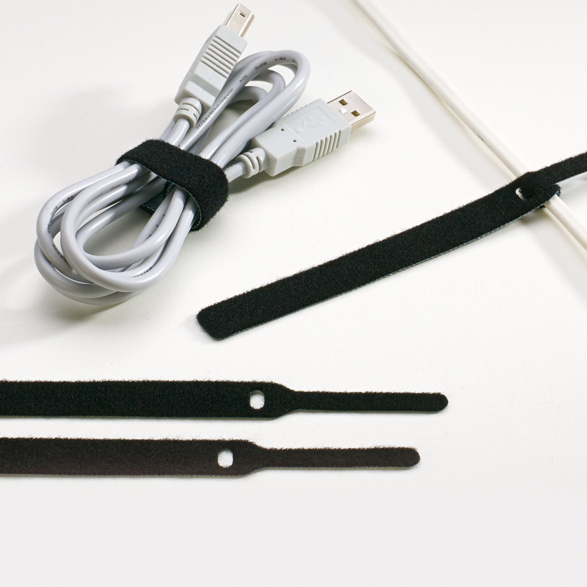 LTC BASIC STRAPS, Klettkabelbinder 10 Stück Set schwarz