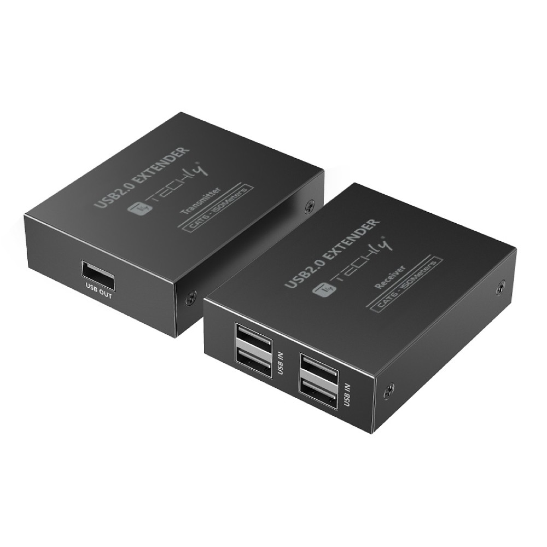 Techly 4-port High-Speed USB 2.0 Extender bis zu 150m mit einem Cat.6 Kabel