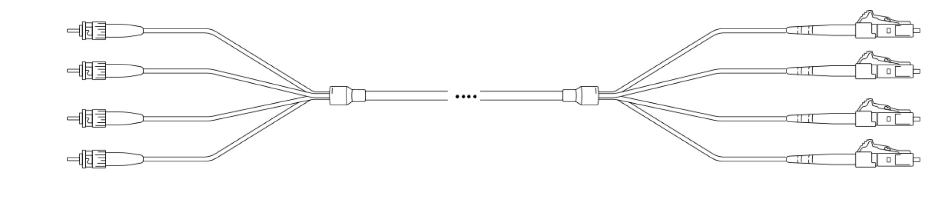 U-DQ(ZN) BH OM4 50/125µm ST/LC 24G 1,0m