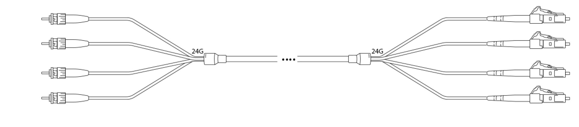 U-DQ(ZN) BH OM4 50/125µm ST/LC 24G 1,0m