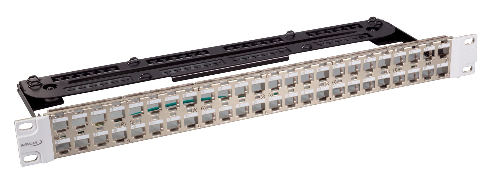 INFRALAN® Distribution Panel 19" 24-Port, 1U, for Keystone Modul, RAL9005