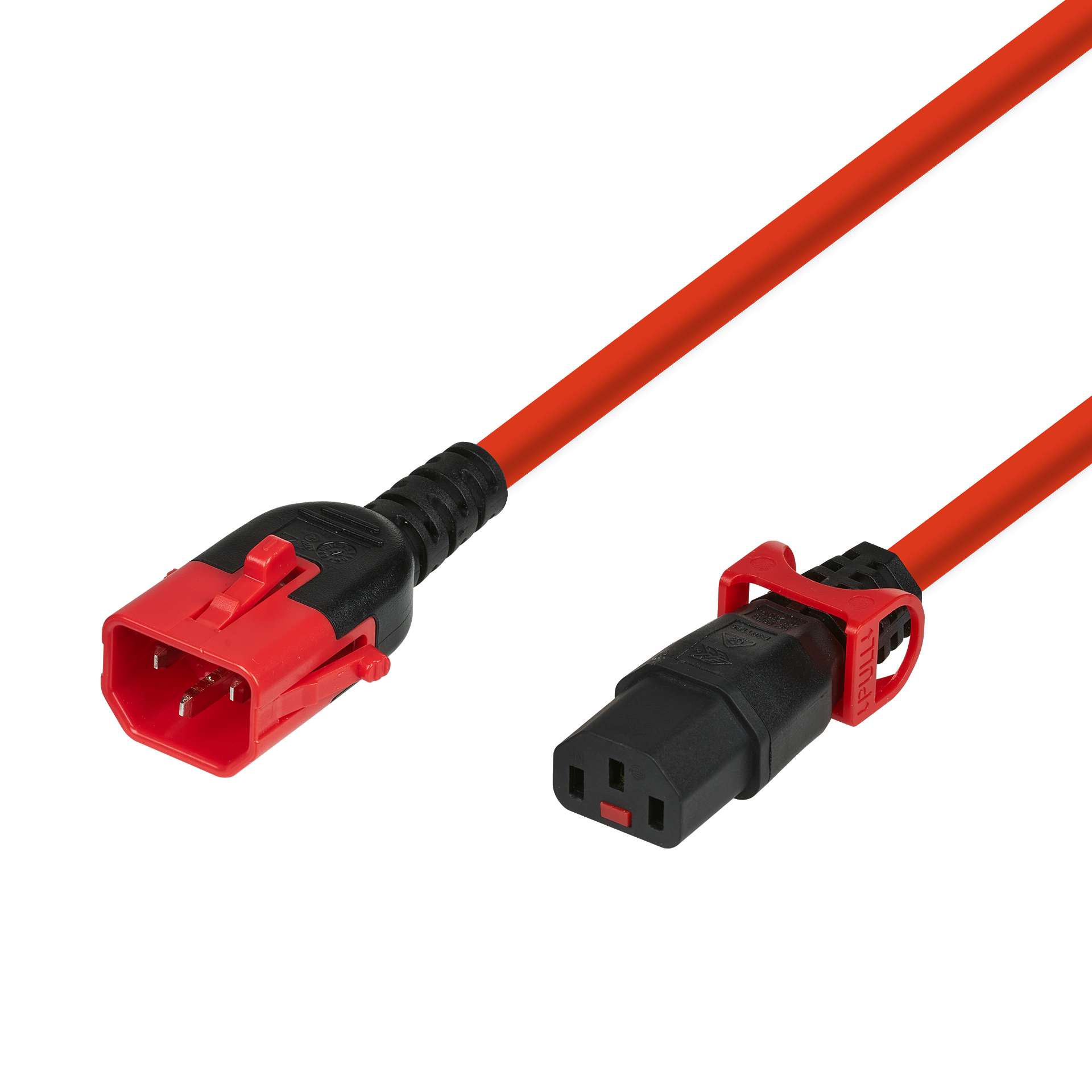 Extension Cable C14 - C13, Dual Lock, Red, 0.5 m