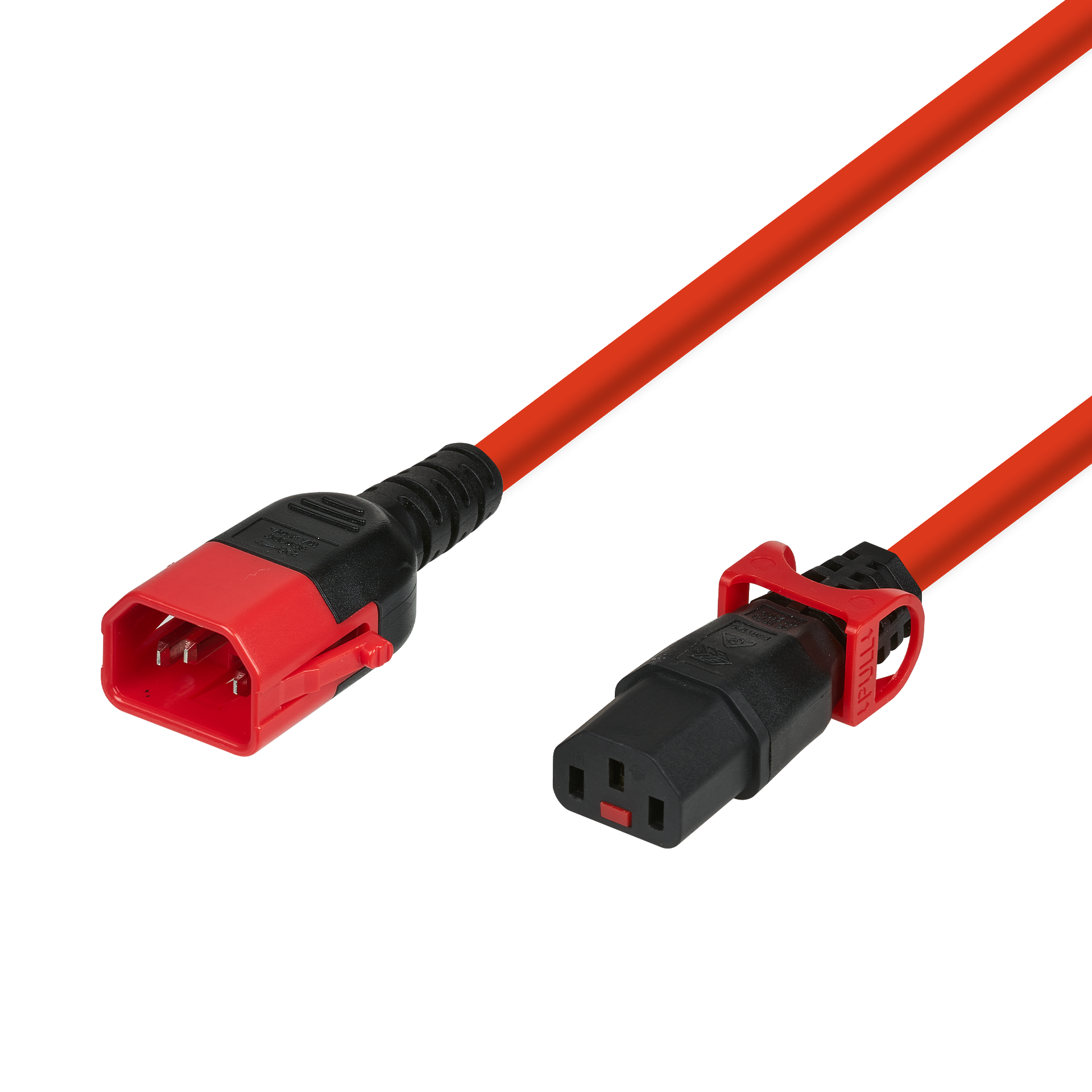 Extension Cable C14 - C13, Dual Lock, Red, 1 m