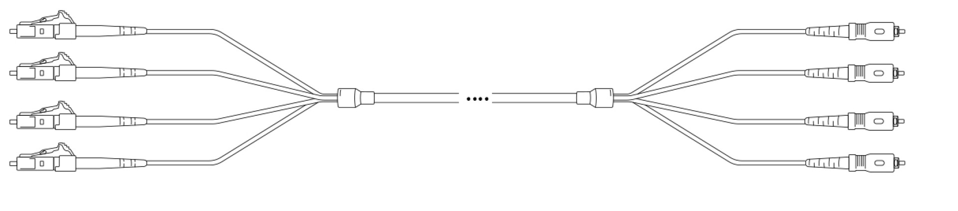 Breakout I-V(ZN) HH OS2 9/125µm LC/SC-APC 12E 1,0m