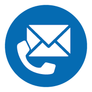 Icon of an envelope and a telephone on a blue background