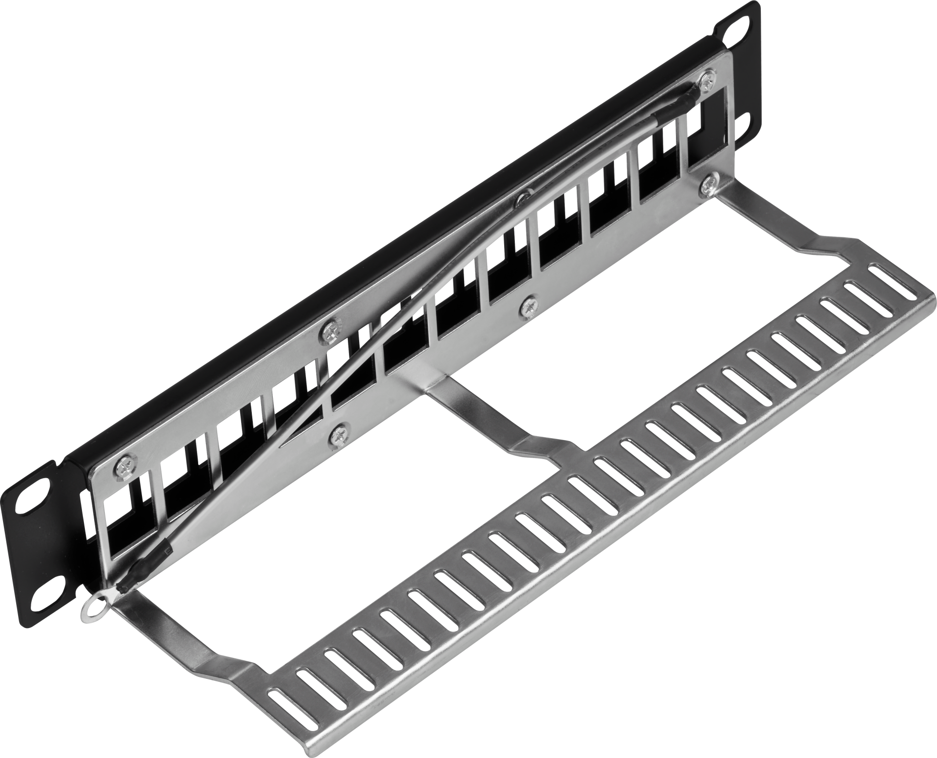 Distribution panel 10" 1U 12-port, metal, black RAL9005