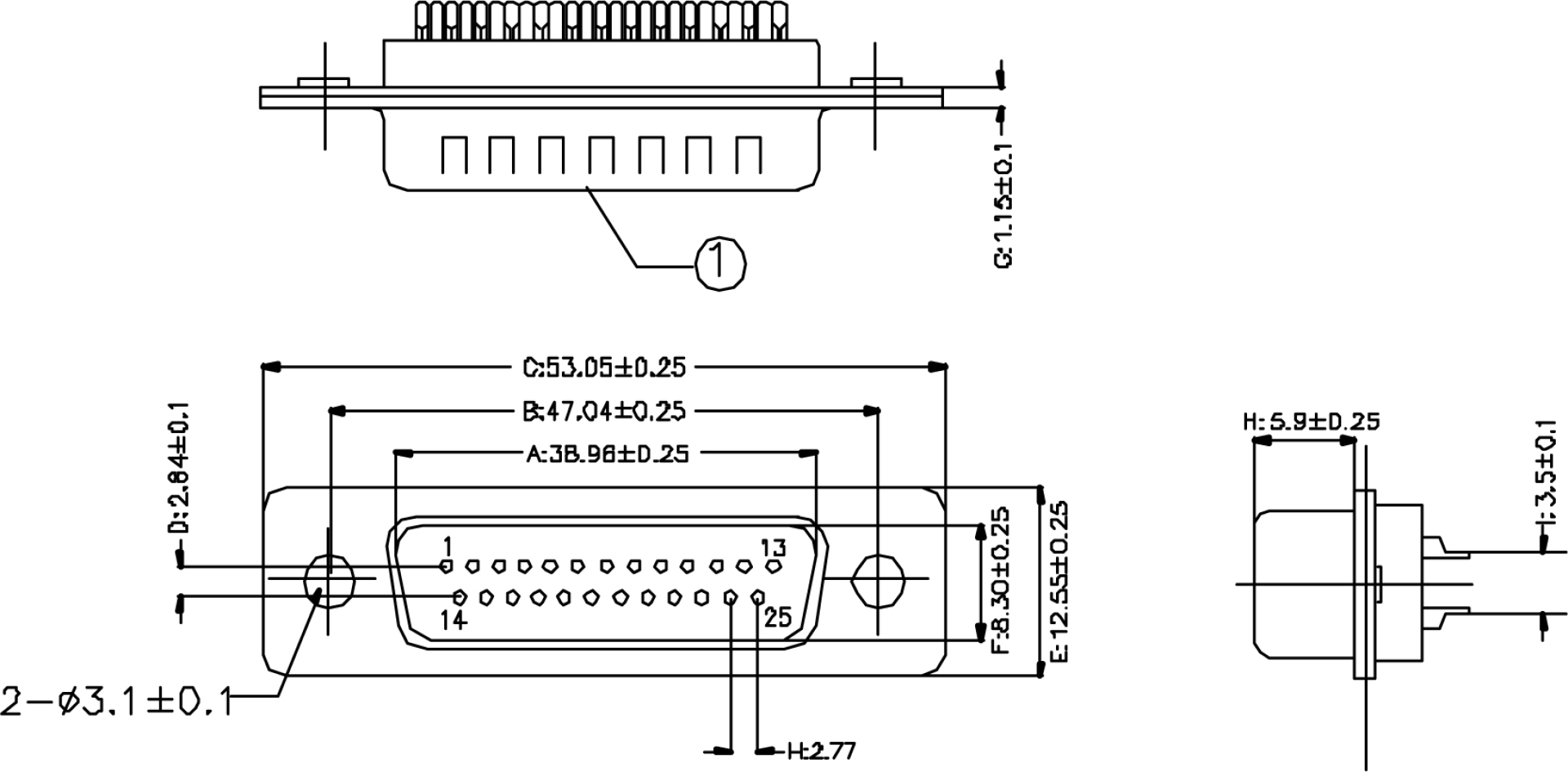 D-Sub Lötstecker 25pol. EDS 25 LL /Z