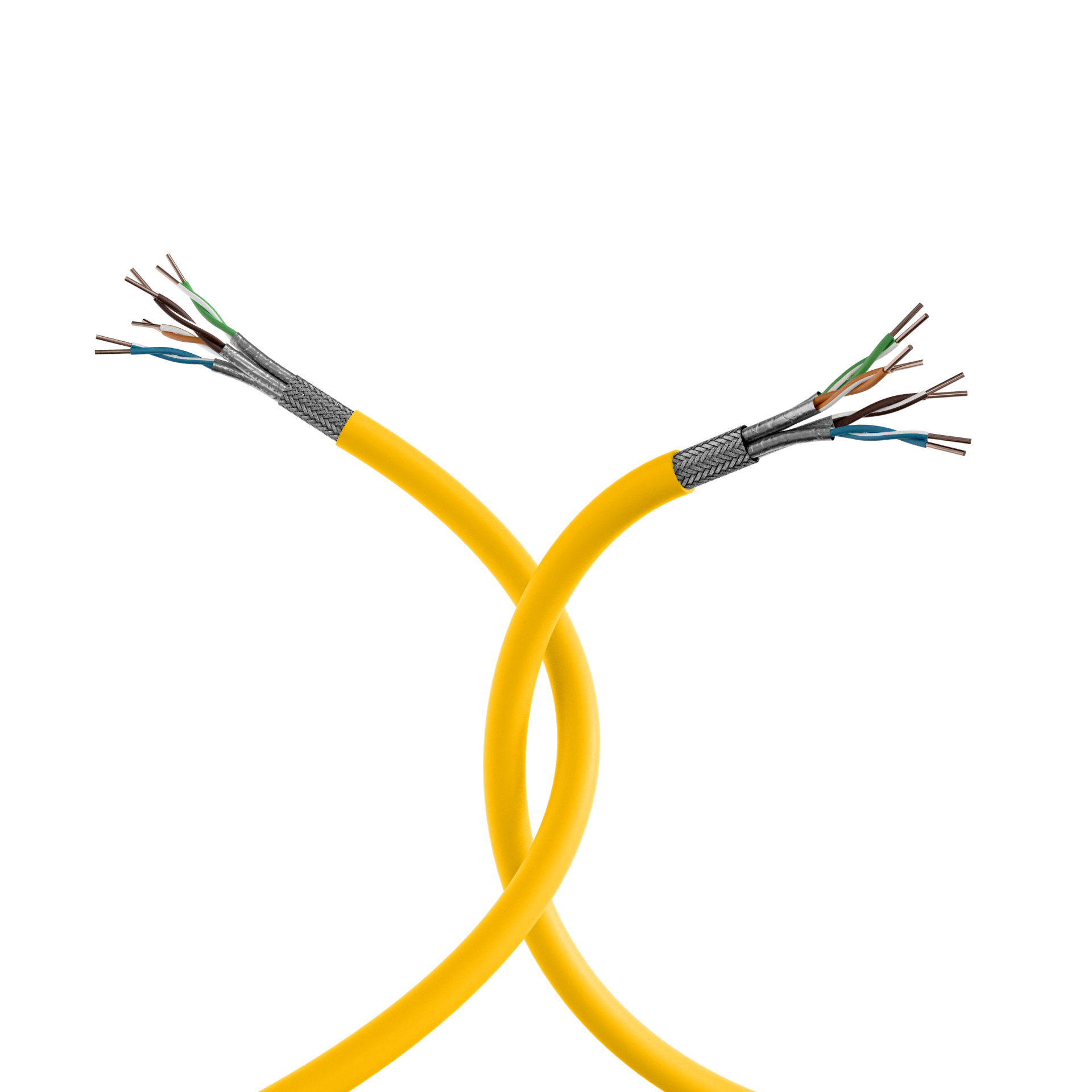 INFRALAN® Cat.7A 1250 AWG23 S/FTP 4P CPR Cca rape yellow RAL1021, 100m