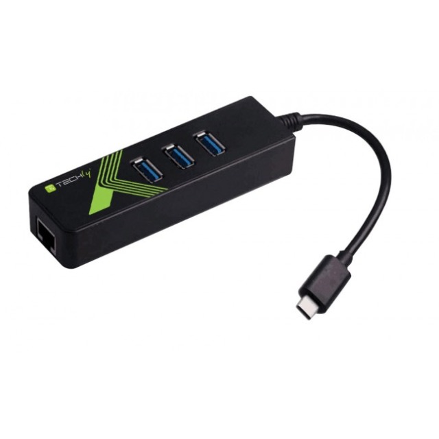 USB3.1 Typ-C Konverter auf 1x RJ45 ,Buchse & 3x USB3.0 A Buchse