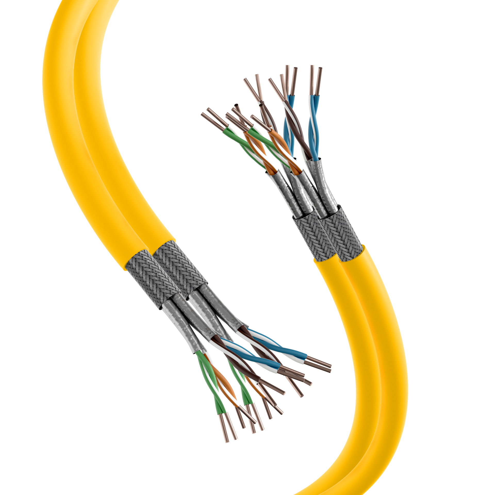 INFRALAN® Cat.7A 1250 AWG23 S/FTP 2x4P CPR Cca rape yellow RAL1021, 500m