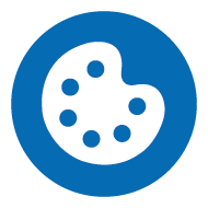 Blue icon with white color palette.