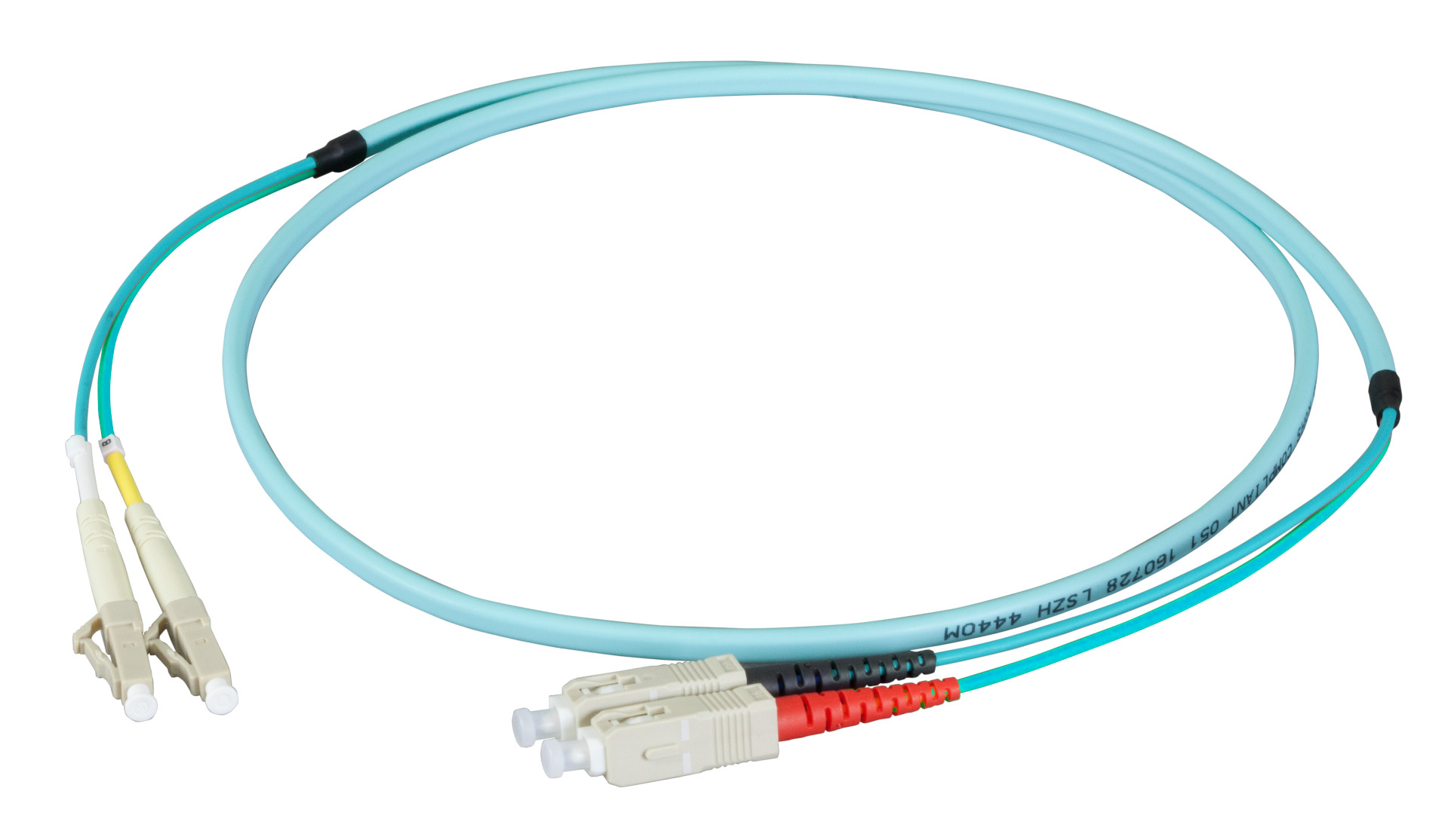 Duplex Patchcable Flat-Twin LC-SC OM3 5m LSZH 3x5mm aqua