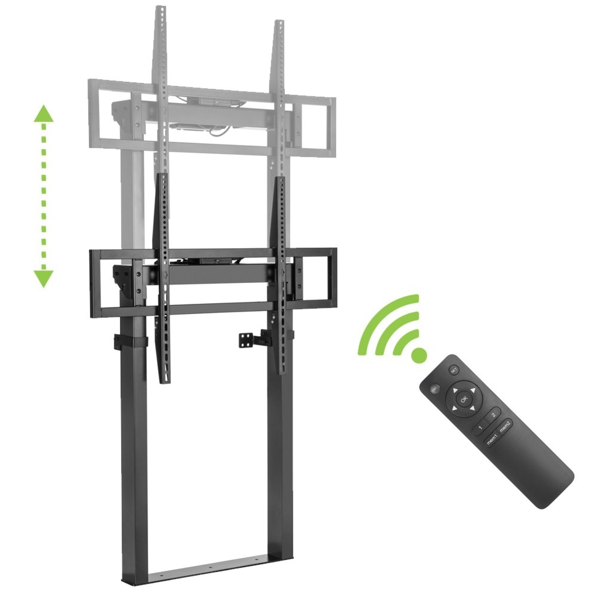 Motorisierte TV-Wandhalterung mit einstellb. Höhe für Fernseher von 55 bis 100''