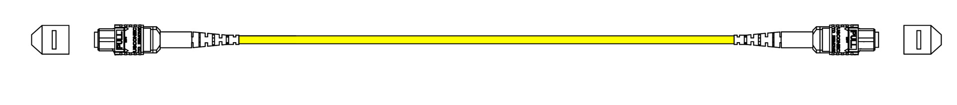 MTP®/APC(F)-MTP®/APC(F) Patch cable OS2 48 fibers Typ A LSZH yellow 30m