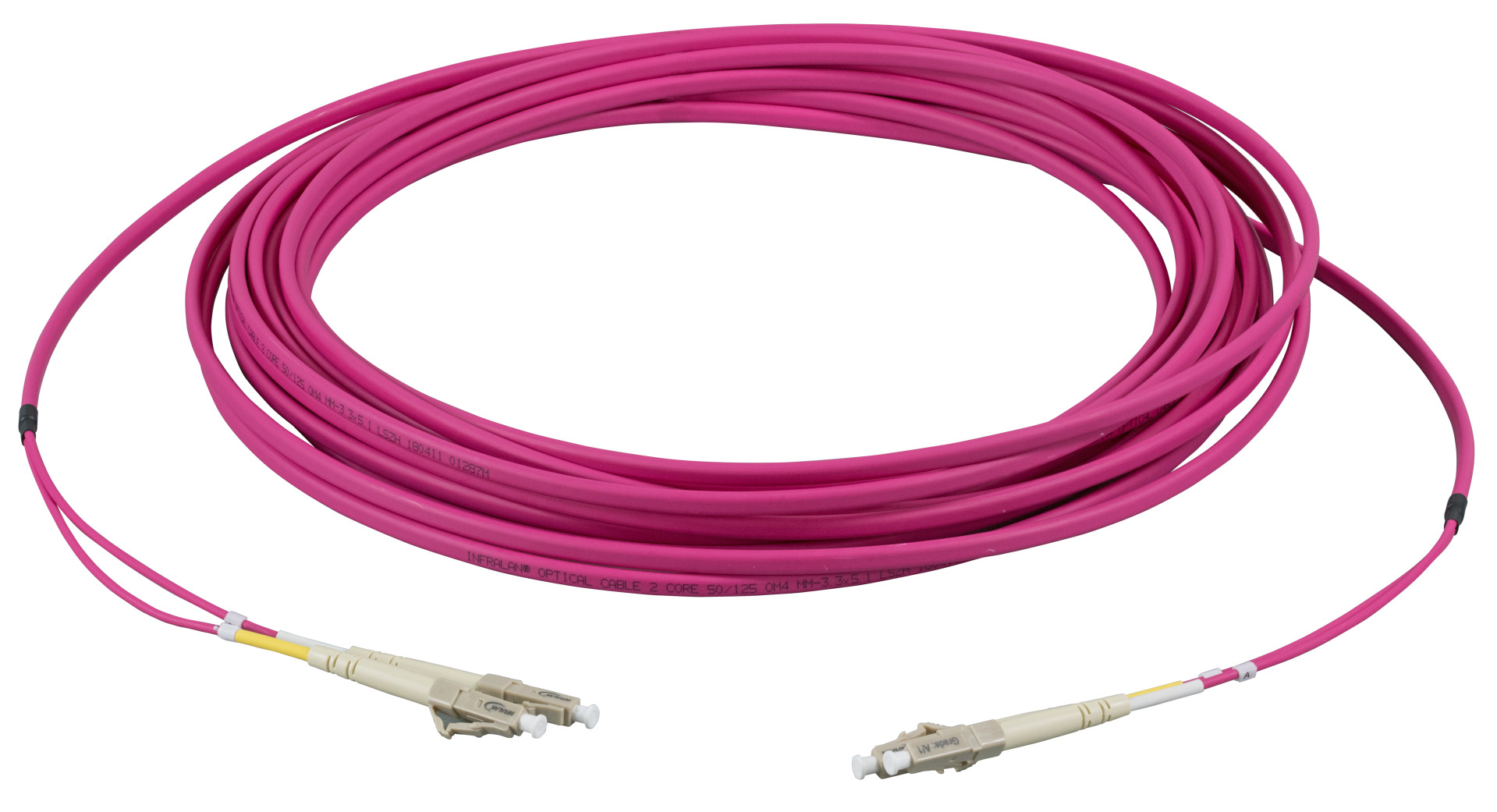 INFRALAN® Duplex Patchkabel Flat-Twin LC-LC OM4 3m LSZH 3x5mm erikaviolett