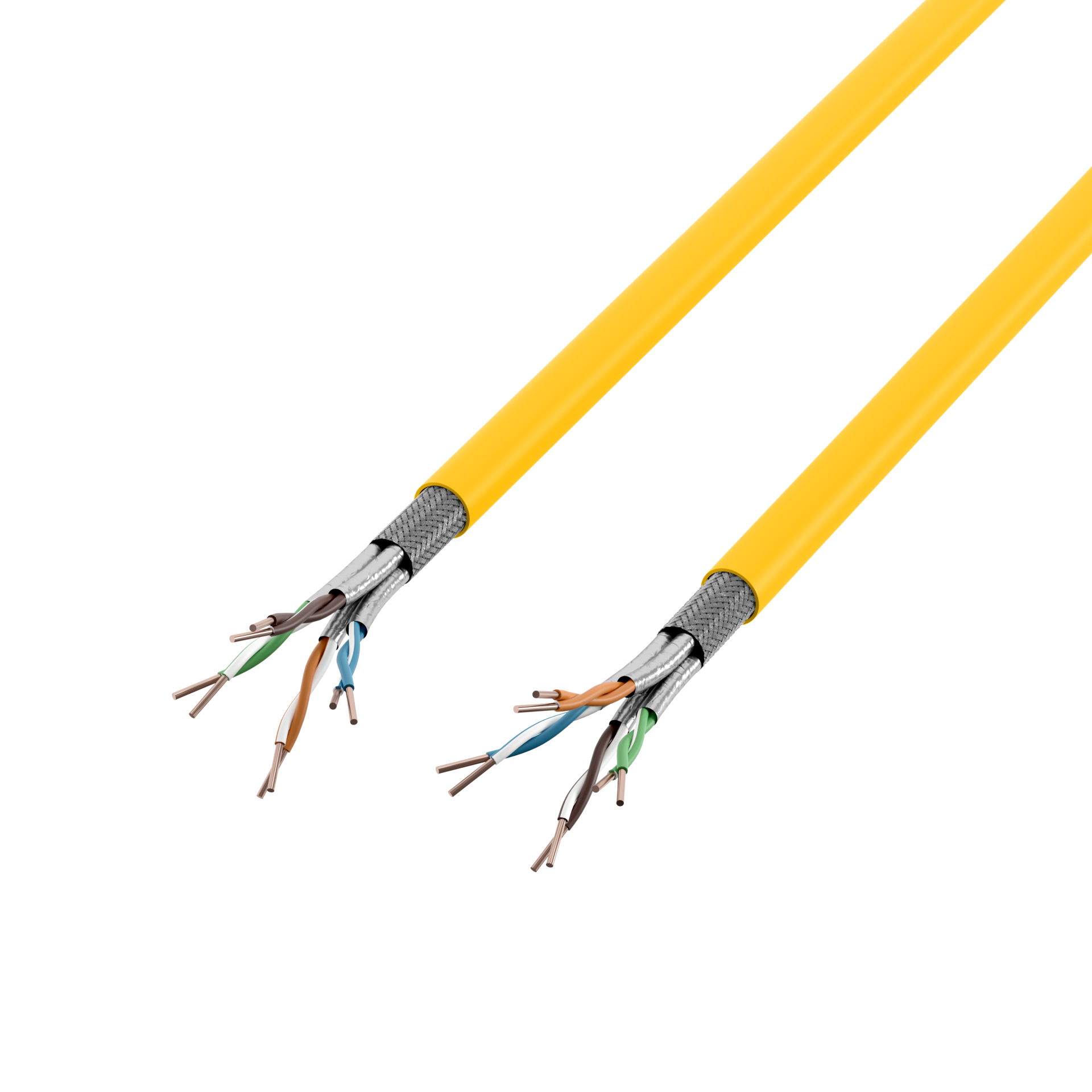 INFRALAN® Cat.7A 1250 AWG23 S/FTP 4P CPR Cca rape yellow RAL1021, 100m