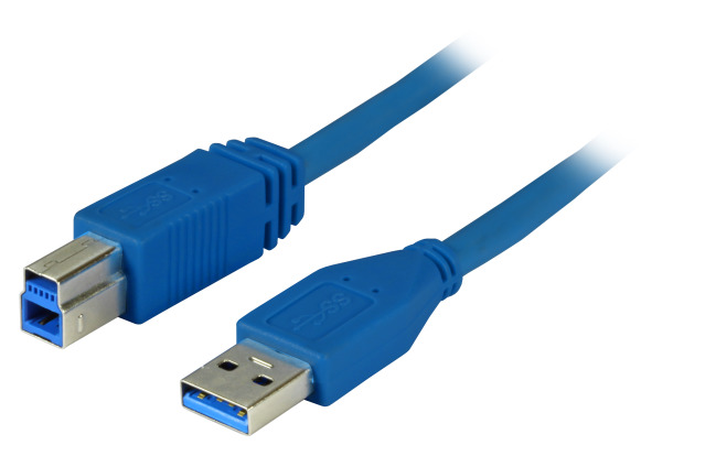 USB3.0 Anschlusskabel A-B, St.-St., ,3,0m, blau, Premium